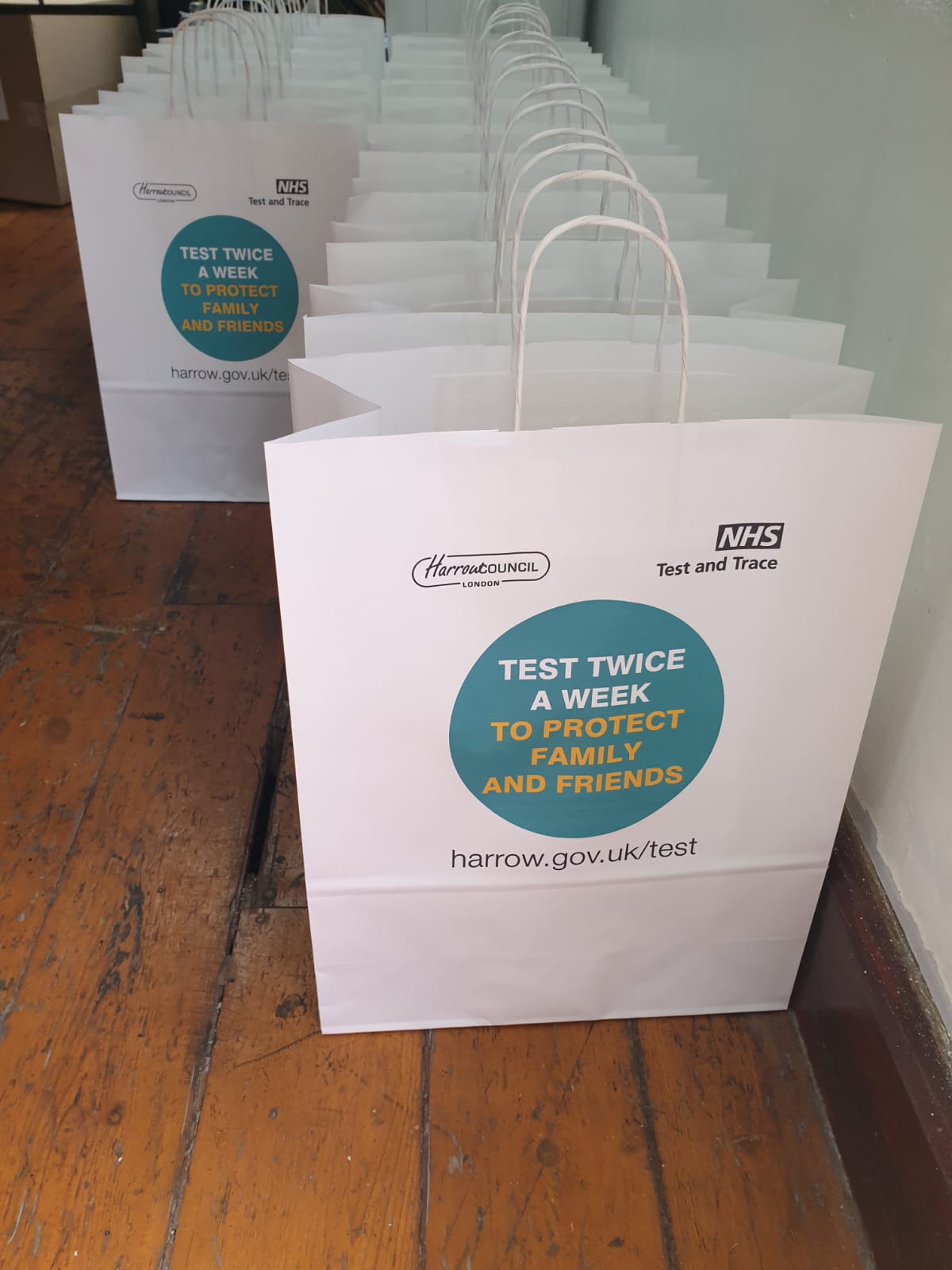 NHS Test and Trace kits ready for collection